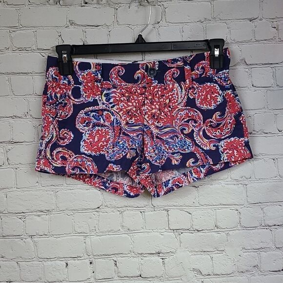 Lilly Pulitzer Vintage Halibut Walsh Short Pockets Red Blue Coral Reef Designer - Picture 6 of 11